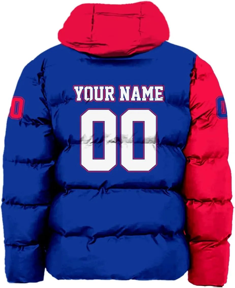 Men Football Custom Puffer Coat Add Any Name Number Lightweight Water-Resistant Winter Windproof Zipper Down Jacket S-5XL