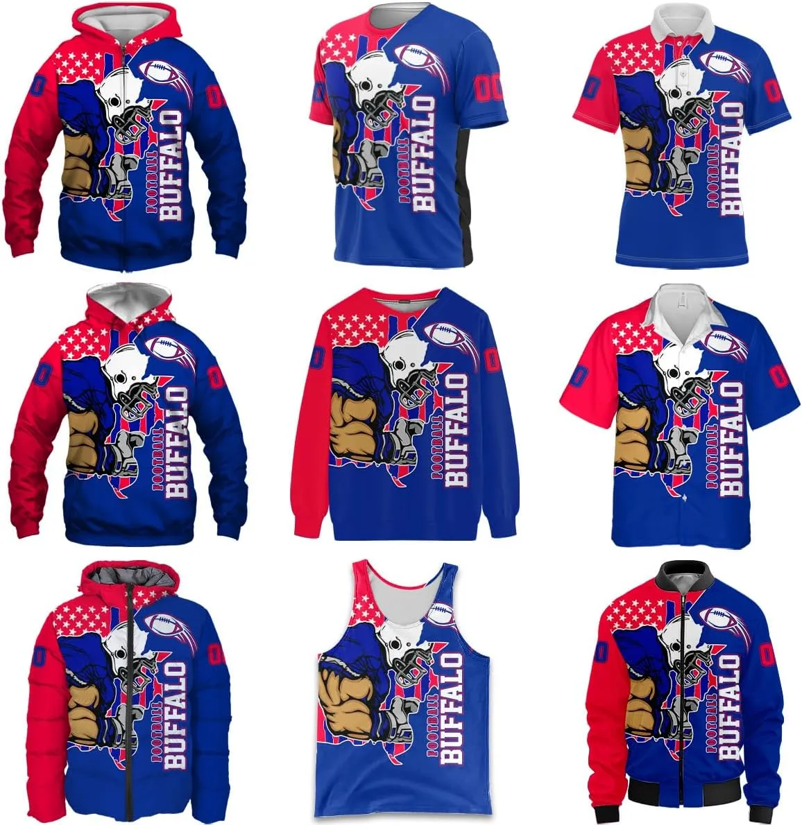 Men Football Custom Puffer Coat Add Any Name Number Lightweight Water-Resistant Winter Windproof Zipper Down Jacket S-5XL
