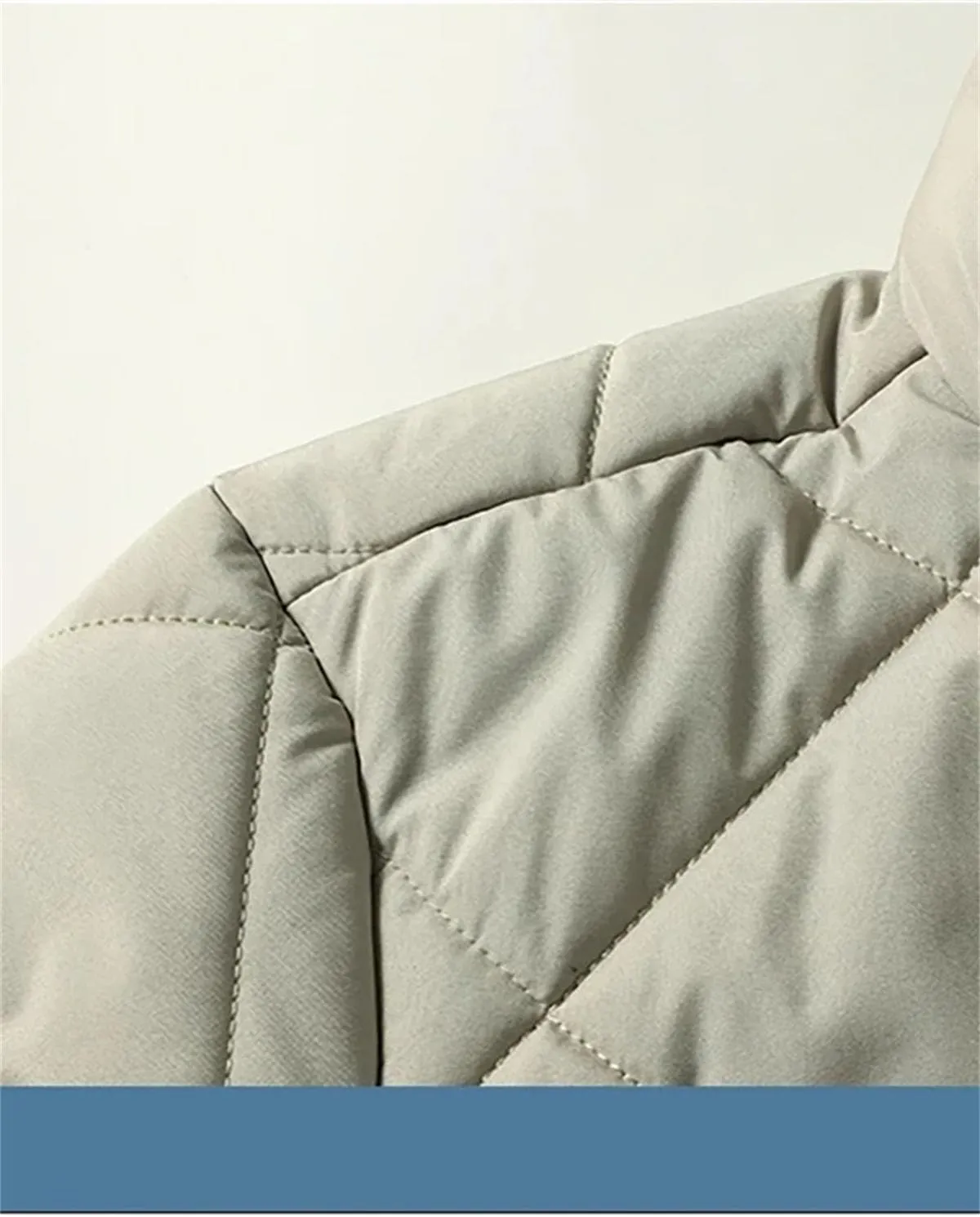 Men Stand Collar Stripe Cotton-Padded Jacket Classic Oversized Thick Outdoor Parka Coat