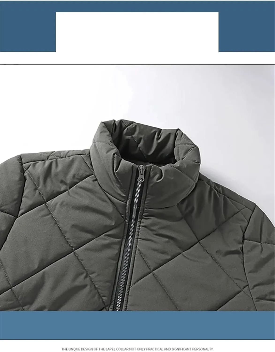 Men Stand Collar Stripe Cotton-Padded Jacket Classic Oversized Thick Outdoor Parka Coat