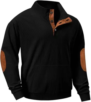 Men's 1/4 Button Up Corduroy Shirt Size Sweater Fashion Casual Long Sleeve Mens Pullover Sweaters Long Sleeve 14 Zip