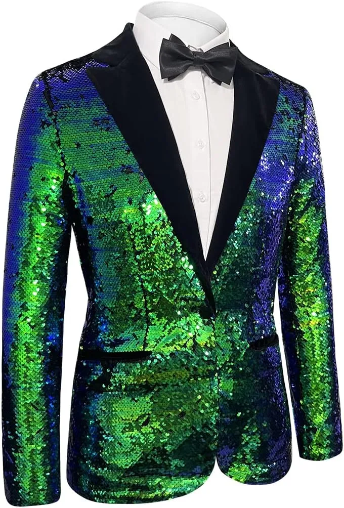 Men's Daily wear Wedding Prom Party Sequined Tuxedo Suit Jacket Blazers
