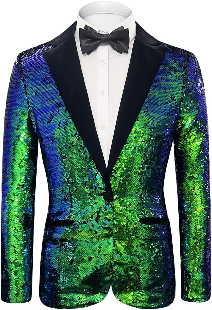 Men's Daily wear Wedding Prom Party Sequined Tuxedo Suit Jacket Blazers