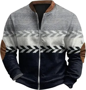 Mens Fall Workout Fashion Prints Long Sleeve V-Neck Casual Zip Up Vintage Cardigan Sweatshirts