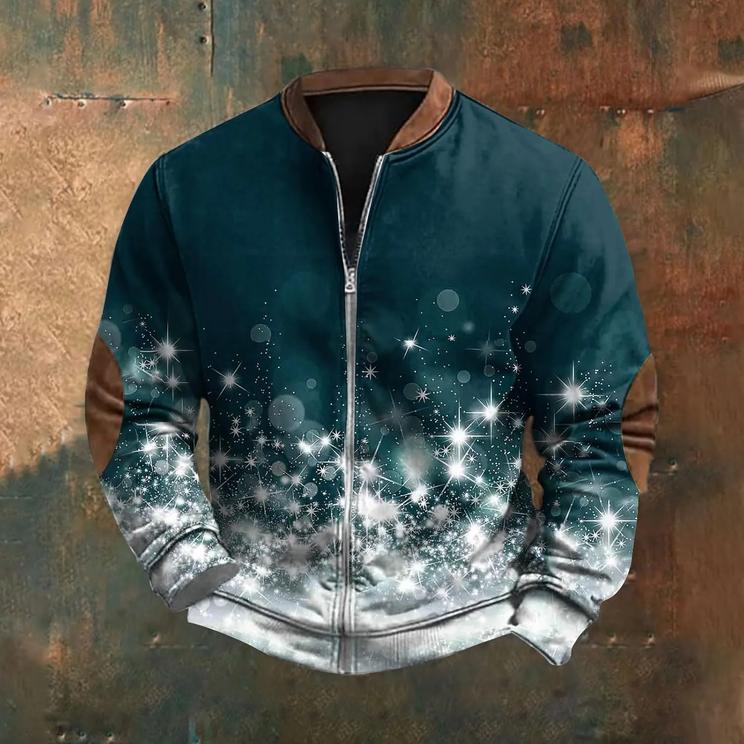 Mens Fall Workout Fashion Prints Long Sleeve V-Neck Casual Zip Up Vintage Cardigan Sweatshirts