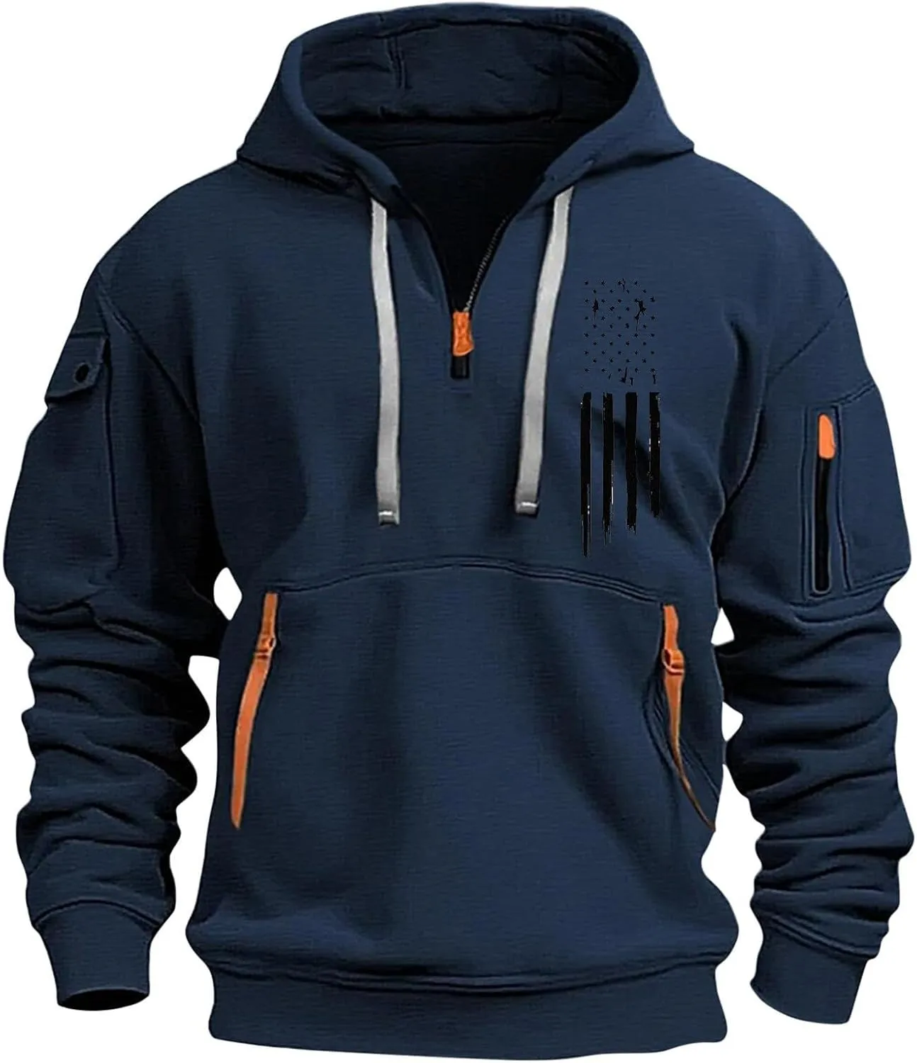Mens Hoodies 1/4 Zip Slim Fit Basic Comfort Drawstring Mens Sweatshirt Cool Vintage Sweatshirt with Pockets
