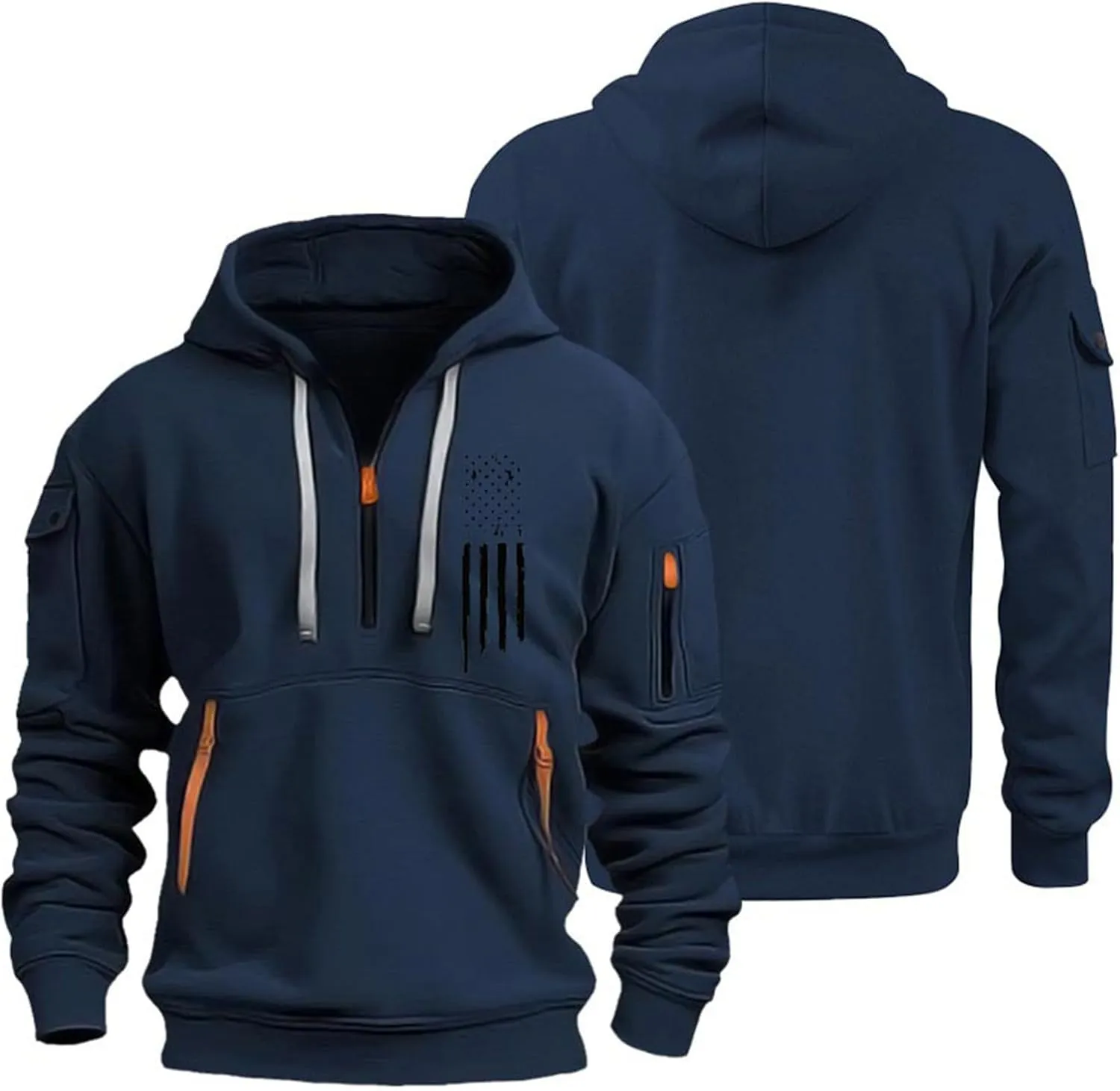 Mens Hoodies 1/4 Zip Slim Fit Basic Comfort Drawstring Mens Sweatshirt Cool Vintage Sweatshirt with Pockets