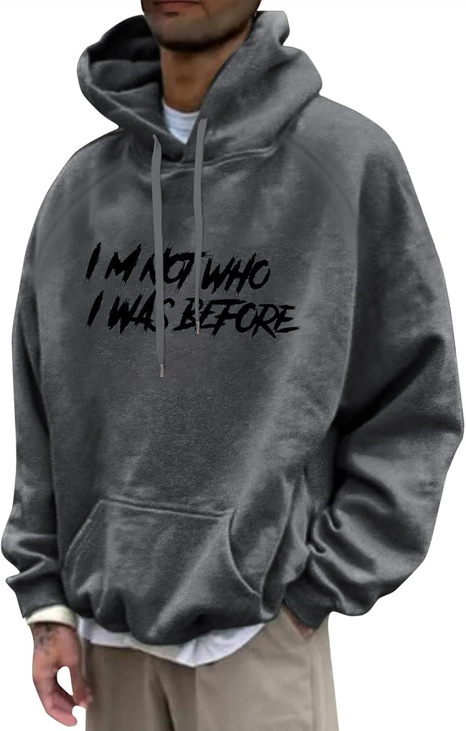 Men's Trendy Hoodies Oversized Fleece Sweatshirts Fall Long Sleeve Hoodie Big and Tall Graphic Hoodie With Pockets