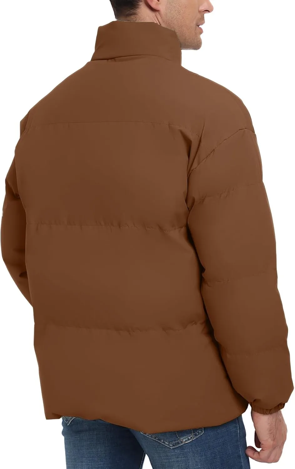 Mens Winter Padded Jacket Puffer Windproof Jacket Full Zipper Outerwear Coat