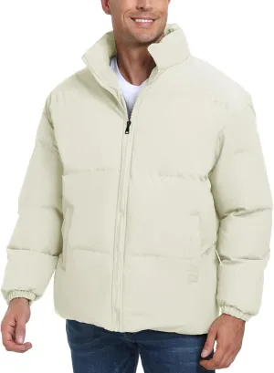 Mens Winter Padded Jacket Puffer Windproof Jacket Full Zipper Outerwear Coat