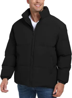 Mens Winter Padded Jacket Puffer Windproof Jacket Full Zipper Outerwear Coat