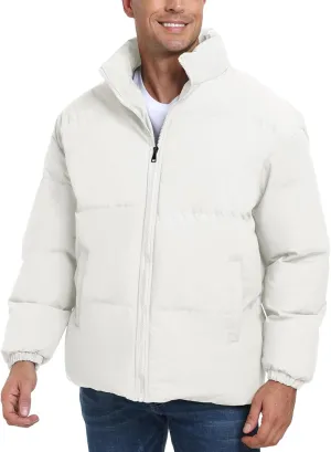 Mens Winter Padded Jacket Puffer Windproof Jacket Full Zipper Outerwear Coat
