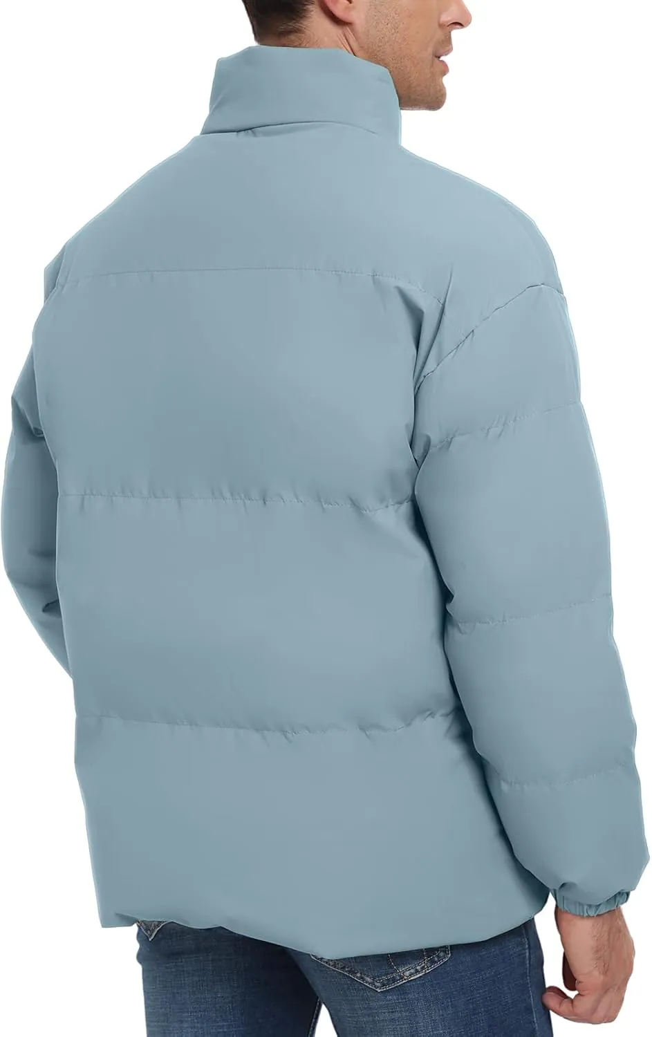Mens Winter Padded Jacket Puffer Windproof Jacket Full Zipper Outerwear Coat