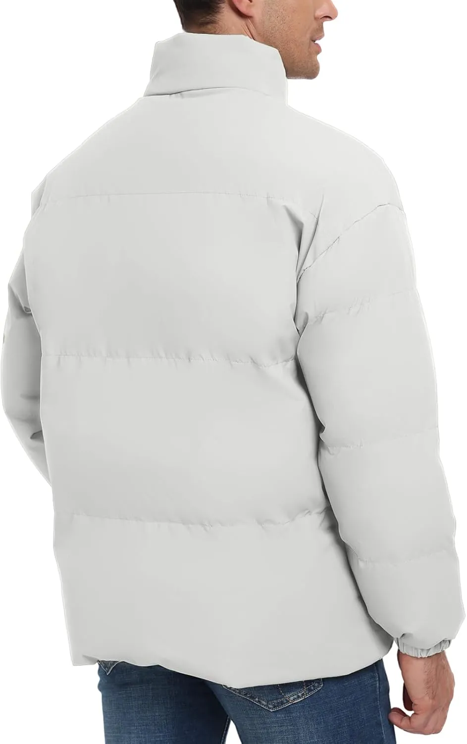 Mens Winter Padded Jacket Puffer Windproof Jacket Full Zipper Outerwear Coat