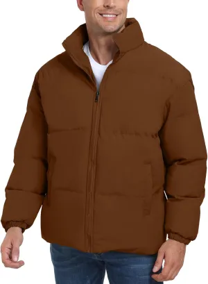 Mens Winter Padded Jacket Puffer Windproof Jacket Full Zipper Outerwear Coat