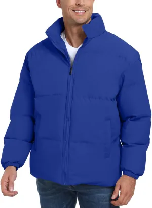 Mens Winter Padded Jacket Puffer Windproof Jacket Full Zipper Outerwear Coat