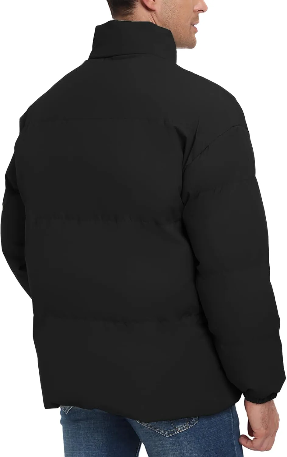 Mens Winter Padded Jacket Puffer Windproof Jacket Full Zipper Outerwear Coat