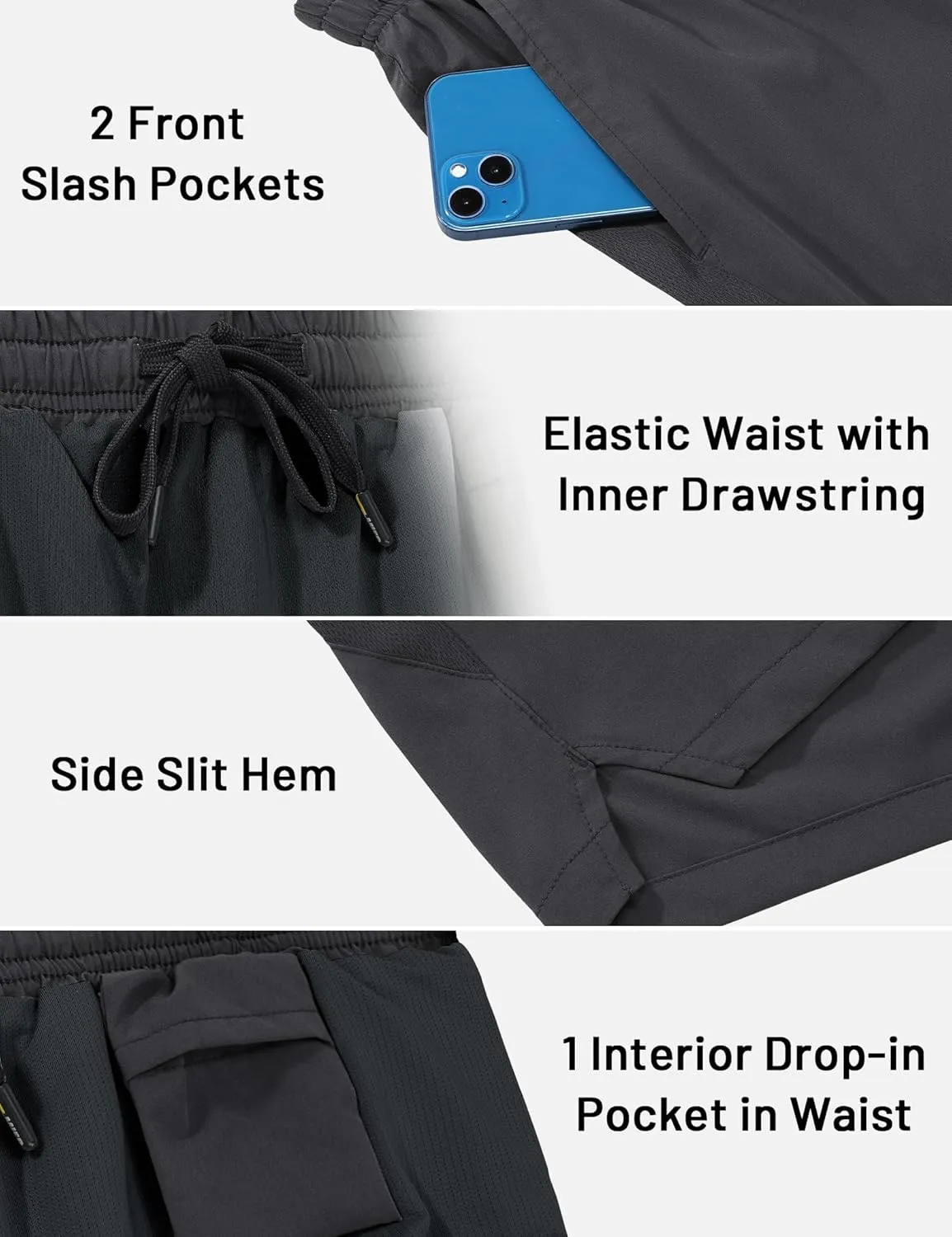 MIER Mens 3 Inch Shorts for Athletic Running Dry Fit Lightweight Workout Gym Active Shorts with Brief Liner, Pockets