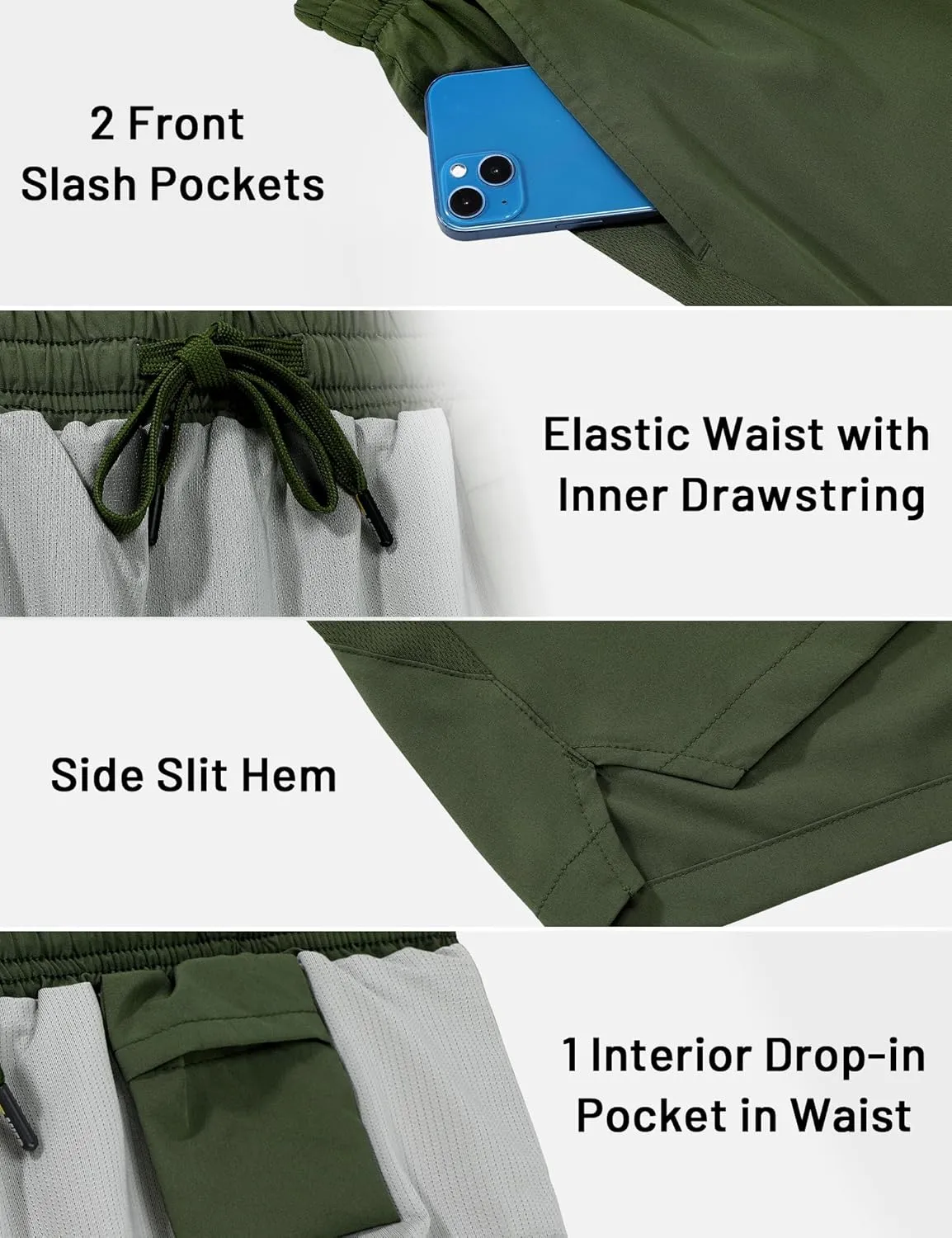 MIER Mens 3 Inch Shorts for Athletic Running Dry Fit Lightweight Workout Gym Active Shorts with Brief Liner, Pockets