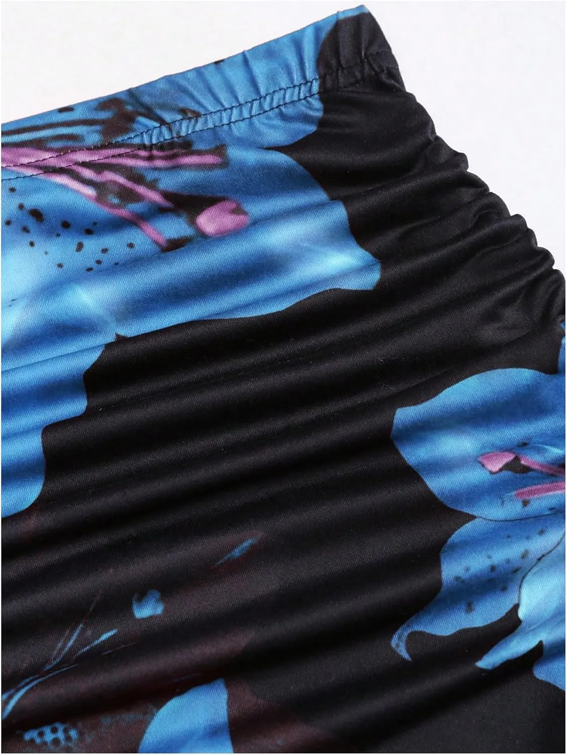 Milumia Women's Vintage Floral Print Skirt Ruched Fishtail Summer Vacation Maxi Skirts