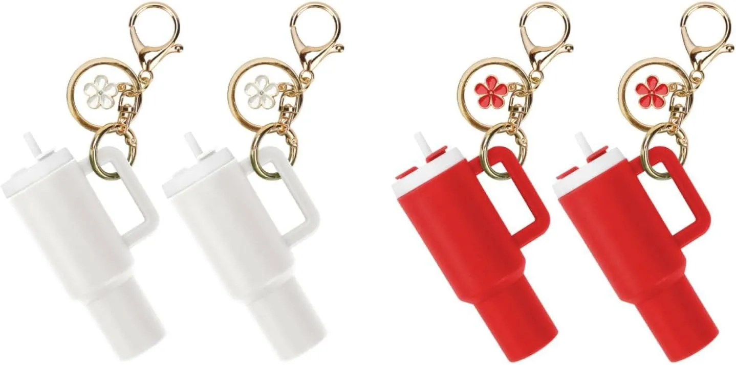 Mini Tumbler Keychain for Stanley,2 PCS Mini Cup Keychain Stanley Accessories,Bag Purse Charm Chapstick Holder