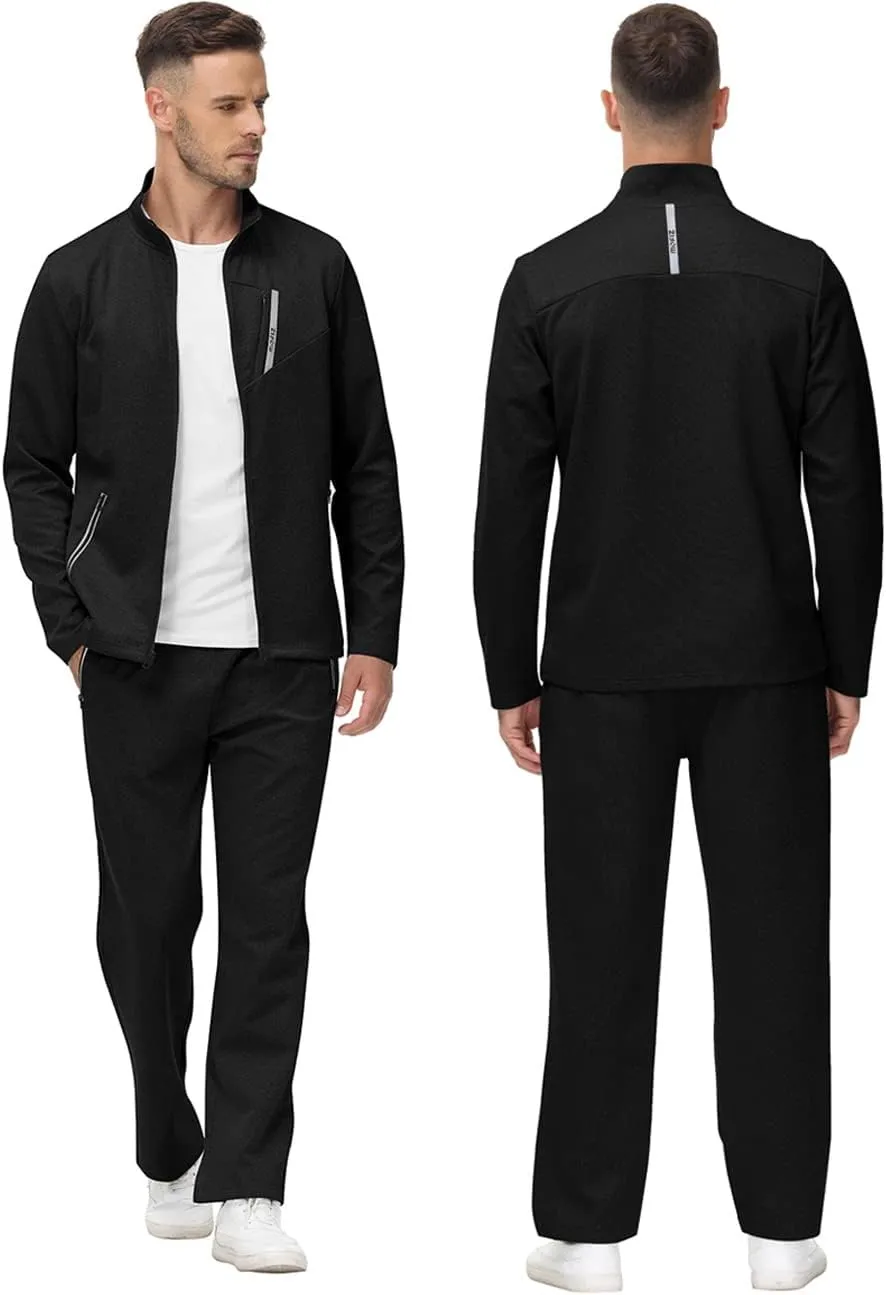 MoFiz Men's Tracksuits Set Long Sleeve Causal Full Zip Running Sports Sweatsuit For Men 2 Piece Outfits