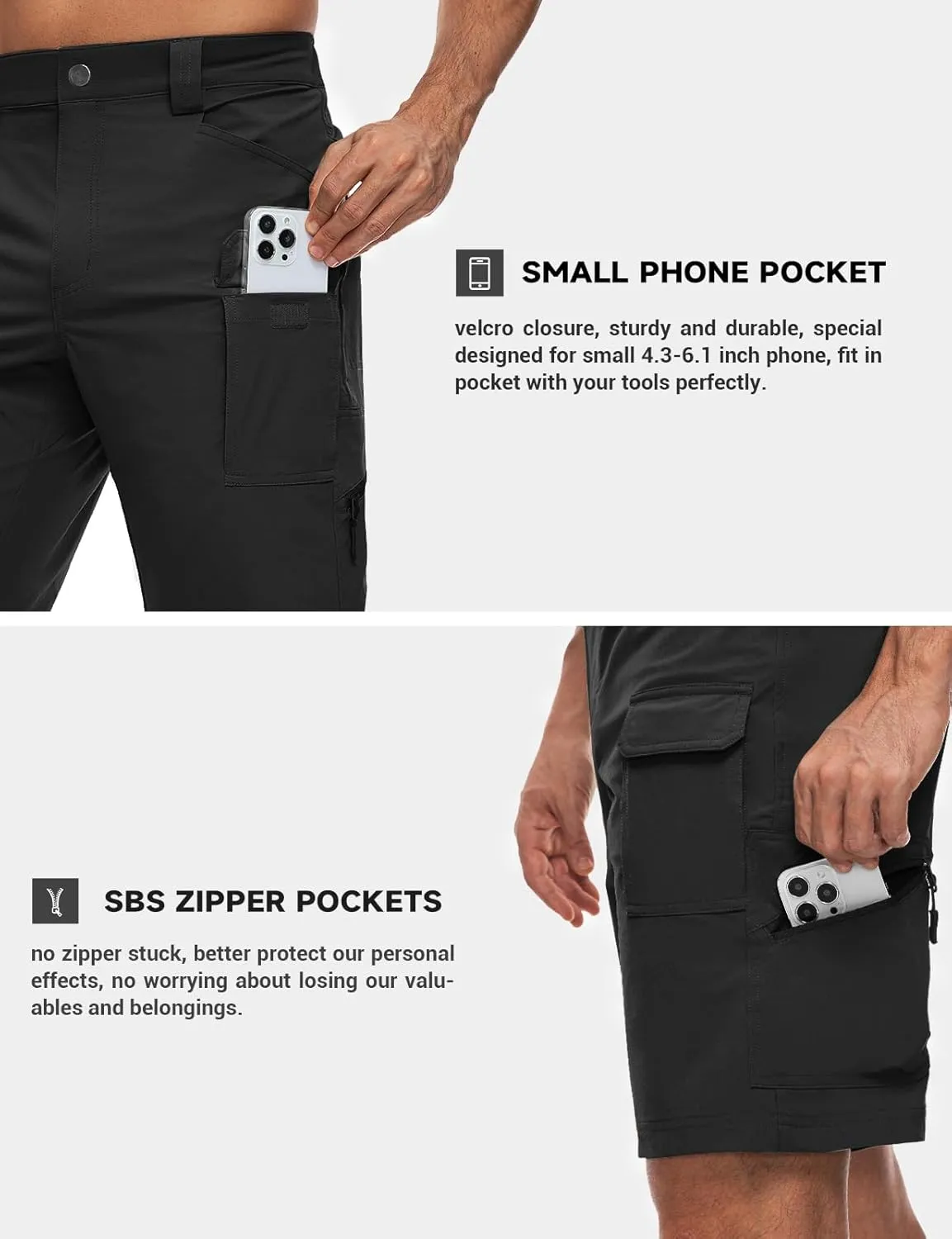 Moosehill Men's Hiking Cargo Shorts Quick Dry Work Shorts for Men Casual Tactical with 7 Pockets Waterproof No Belt