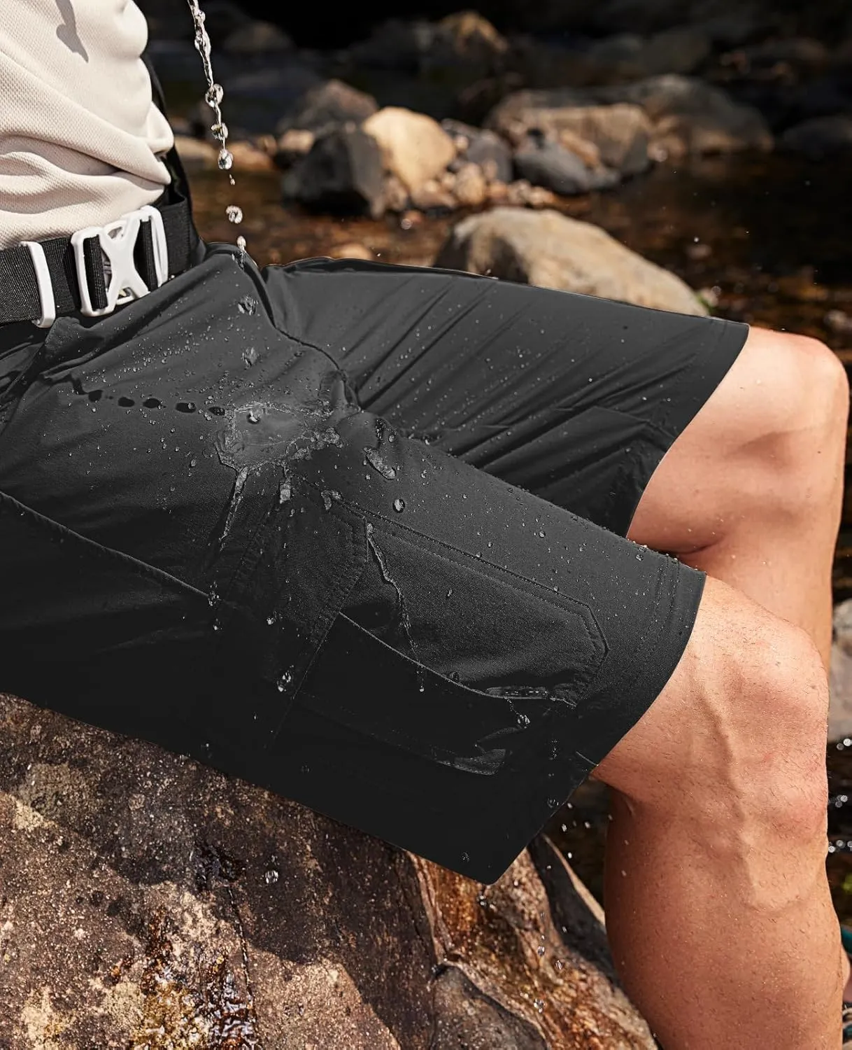 Moosehill Men's Hiking Cargo Shorts Quick Dry Work Shorts for Men Casual Tactical with 7 Pockets Waterproof No Belt