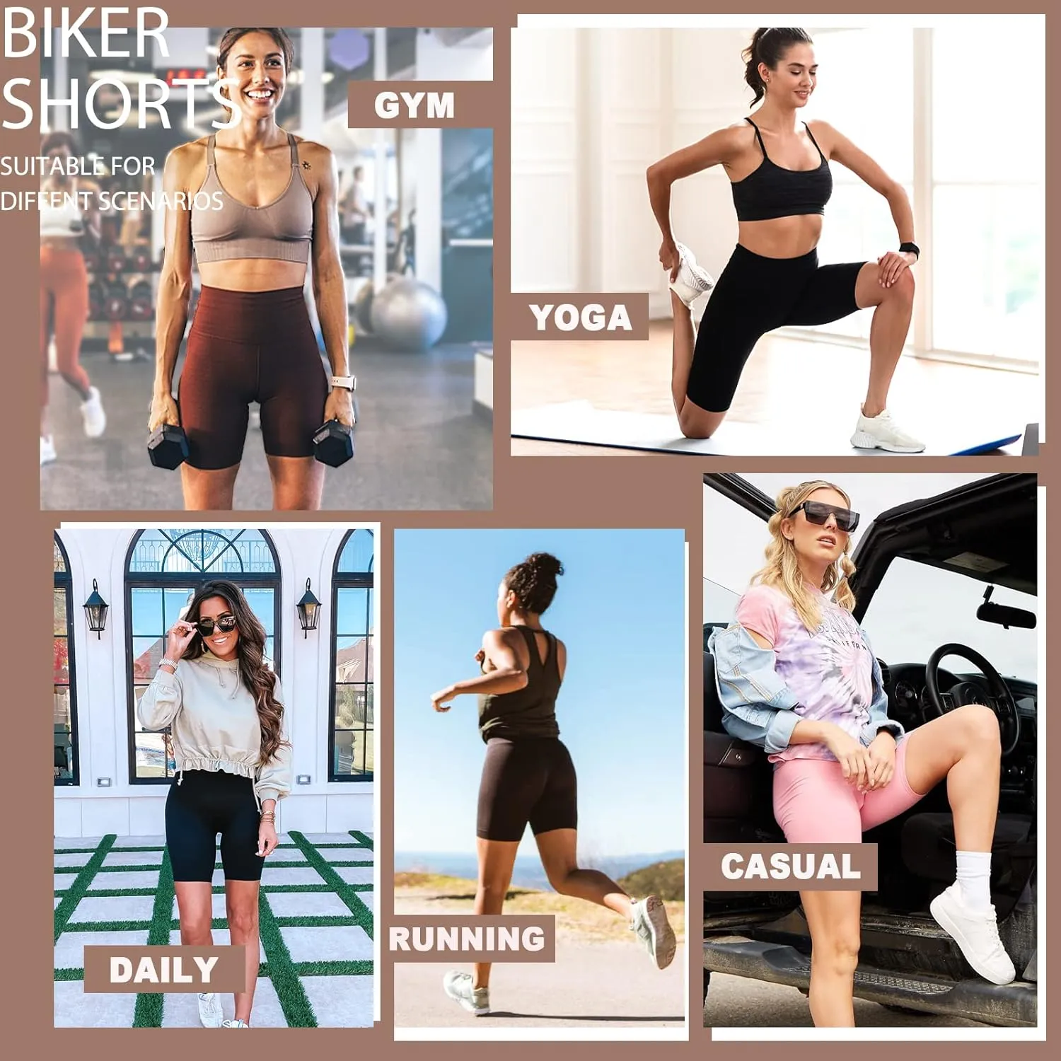 MOREFEEL 3 Pack Buttery Soft Biker Shorts for Women - 5"/8" High Waist Tummy Control Workout Yoga Running Gym Athletic Shorts