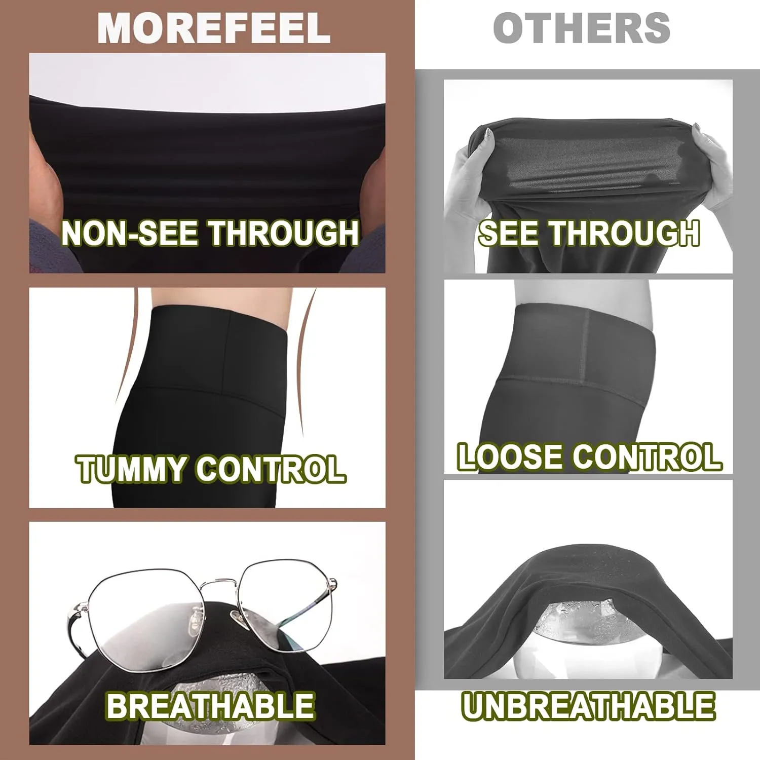 MOREFEEL 3 Pack Buttery Soft Biker Shorts for Women - 5"/8" High Waist Tummy Control Workout Yoga Running Gym Athletic Shorts