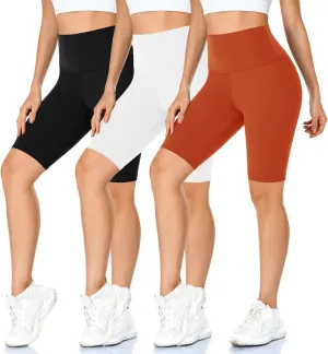 MOREFEEL 3 Pack Buttery Soft Biker Shorts for Women - 5"/8" High Waist Tummy Control Workout Yoga Running Gym Athletic Shorts