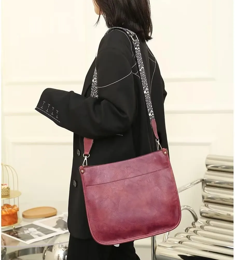 Mudono Crossbody Bag for Women Vintage Messenger Shoulder Purse Designer Hobo Bag Satchel with Detachable Shoulder Strap
