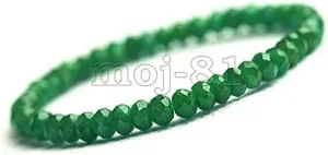 Natural 2x4mm Faceted Green Emerald Gemstone Beads Stretchy Bracelet 7.5'' AAA