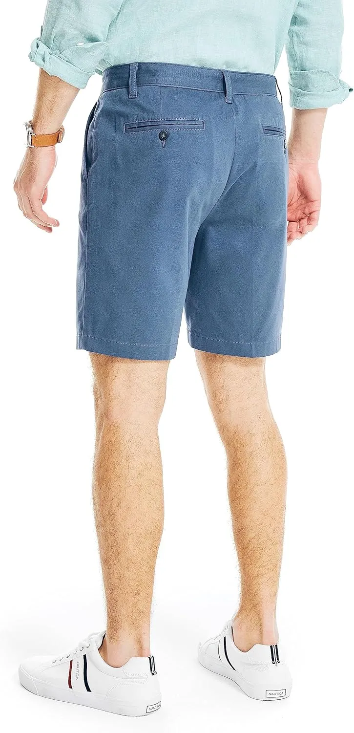 Nautica Men's Classic Fit Flat Front Stretch Solid Chino 8.5" Deck Shorts