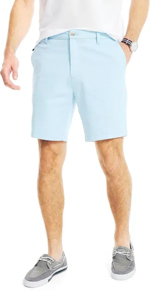Nautica Men's Classic Fit Flat Front Stretch Solid Chino 8.5" Deck Shorts
