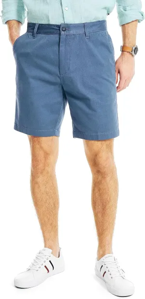 Nautica Men's Classic Fit Flat Front Stretch Solid Chino 8.5" Deck Shorts