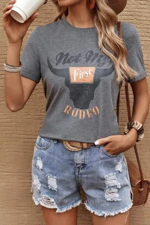Not My First Rodeo Dark Grey Graphic Tee (Size Small)