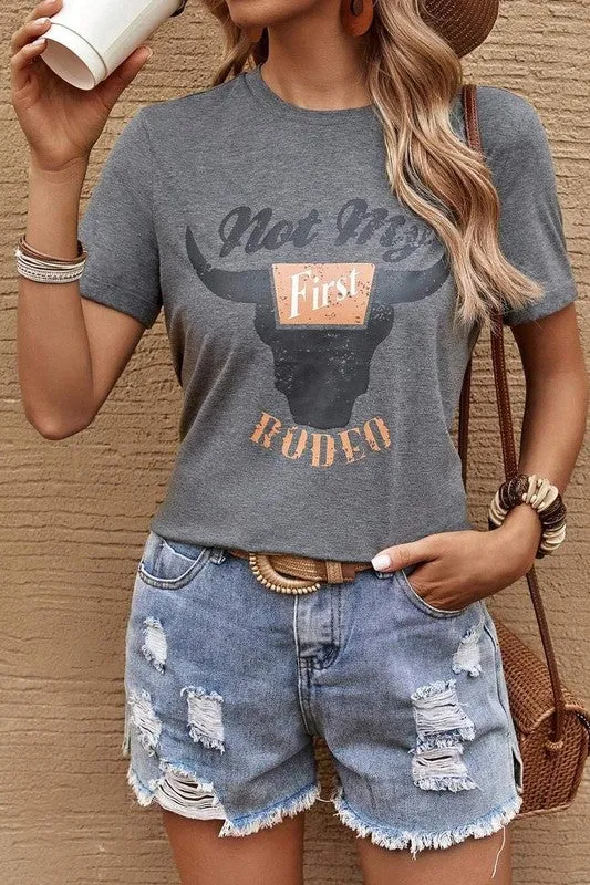 Not My First Rodeo Dark Grey Graphic Tee (Size Small)