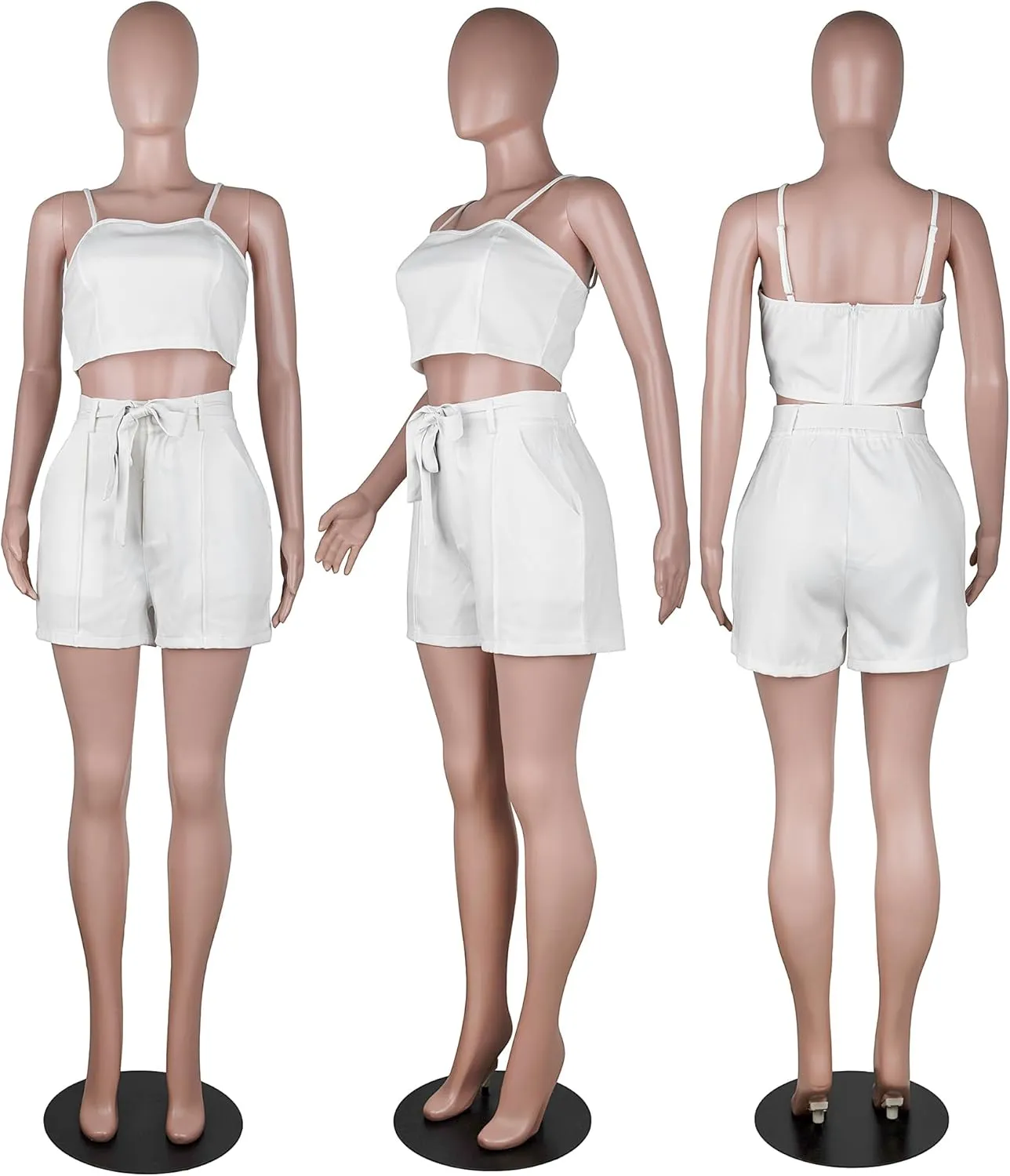 NRTHYE Women Sexy Bussiness Outfits 3 Piece Open Front Button Blazers   Crop Tops   Belted Shorts Set Jumpsuits