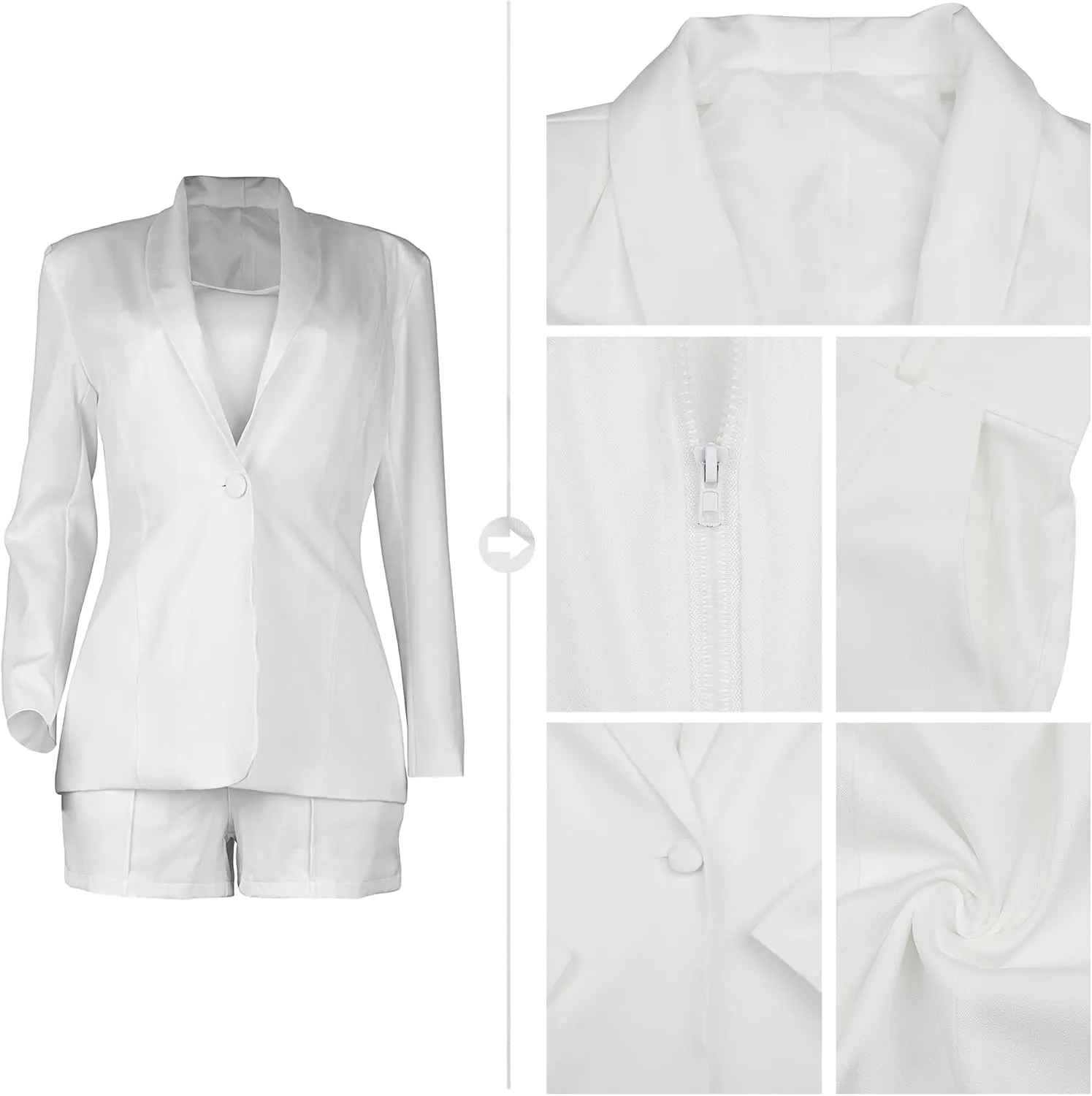 NRTHYE Women Sexy Bussiness Outfits 3 Piece Open Front Button Blazers   Crop Tops   Belted Shorts Set Jumpsuits