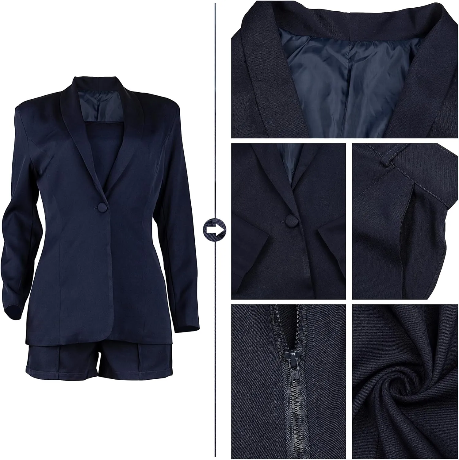 NRTHYE Women Sexy Bussiness Outfits 3 Piece Open Front Button Blazers   Crop Tops   Belted Shorts Set Jumpsuits