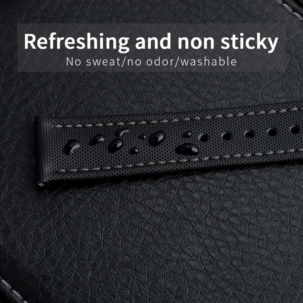 Onthelevel Water Resistant Oxford Fabric Watch Strap 18mm 19mm 20mm 22mm Sailcloth With Leather Back Lining Quick Release Watch Band Replacement