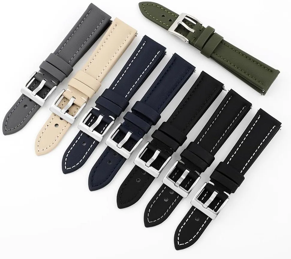 Onthelevel Water Resistant Oxford Fabric Watch Strap 18mm 19mm 20mm 22mm Sailcloth With Leather Back Lining Quick Release Watch Band Replacement