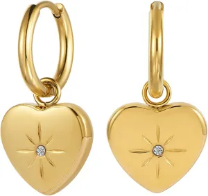 Ornaland Heart Pendant Necklac Earrings for Women 18K Gold Plated Star Shape Charms Necklace Earrings Personalized Zirconia Dainty Pendant Necklace Earring Jewelry Gift for Women (Gold)
