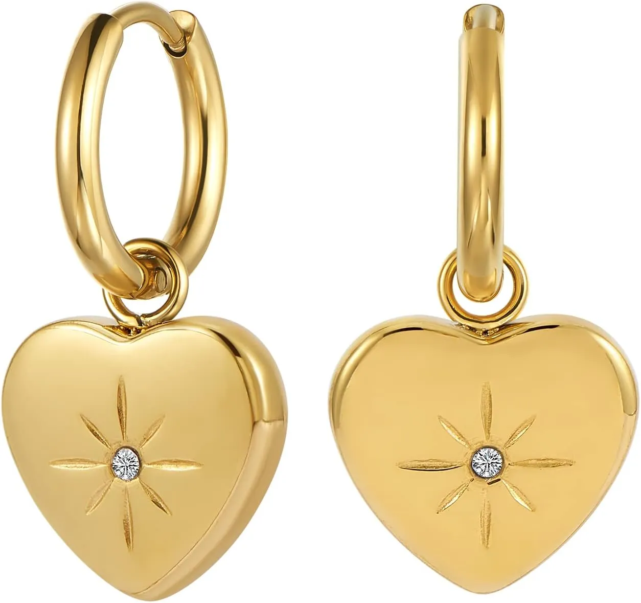Ornaland Heart Pendant Necklac Earrings for Women 18K Gold Plated Star Shape Charms Necklace Earrings Personalized Zirconia Dainty Pendant Necklace Earring Jewelry Gift for Women (Gold)