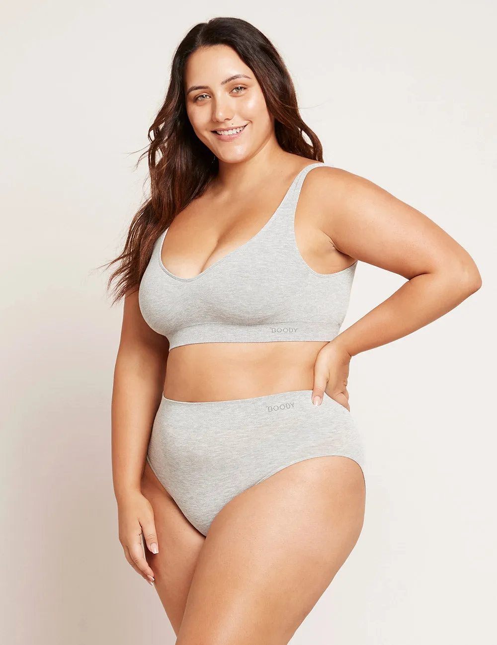 Padded Shaper Crop Bra - Light Grey Marl