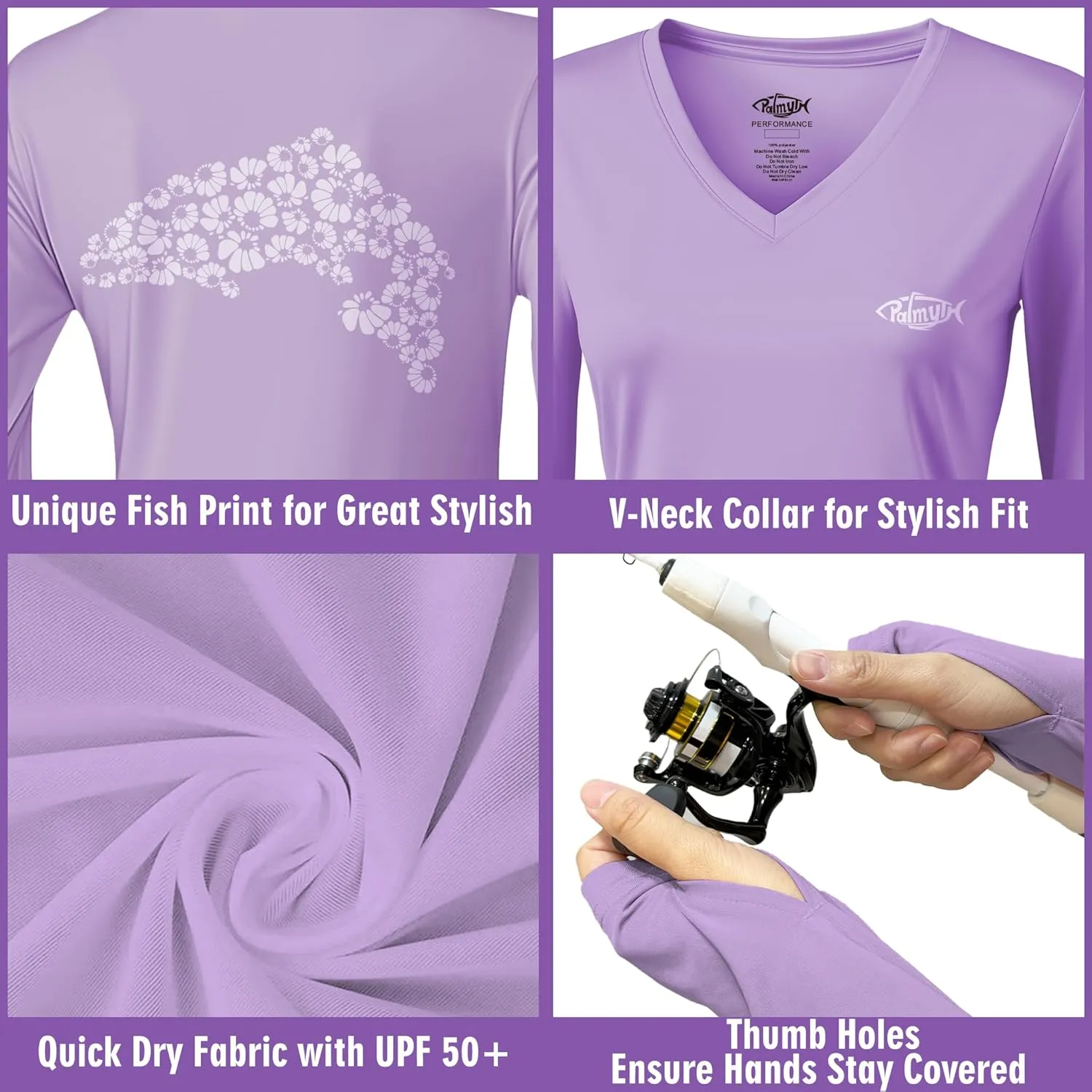 Palmyth Womens UPF 50  Fishing Shirts Sun Protection Long Sleeve T-Shirt