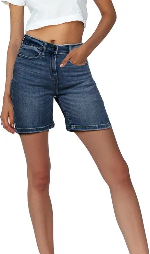 Pantete Women's Stretchy Jean Shorts High Waist 7" Inseam Summer Denim Jorts