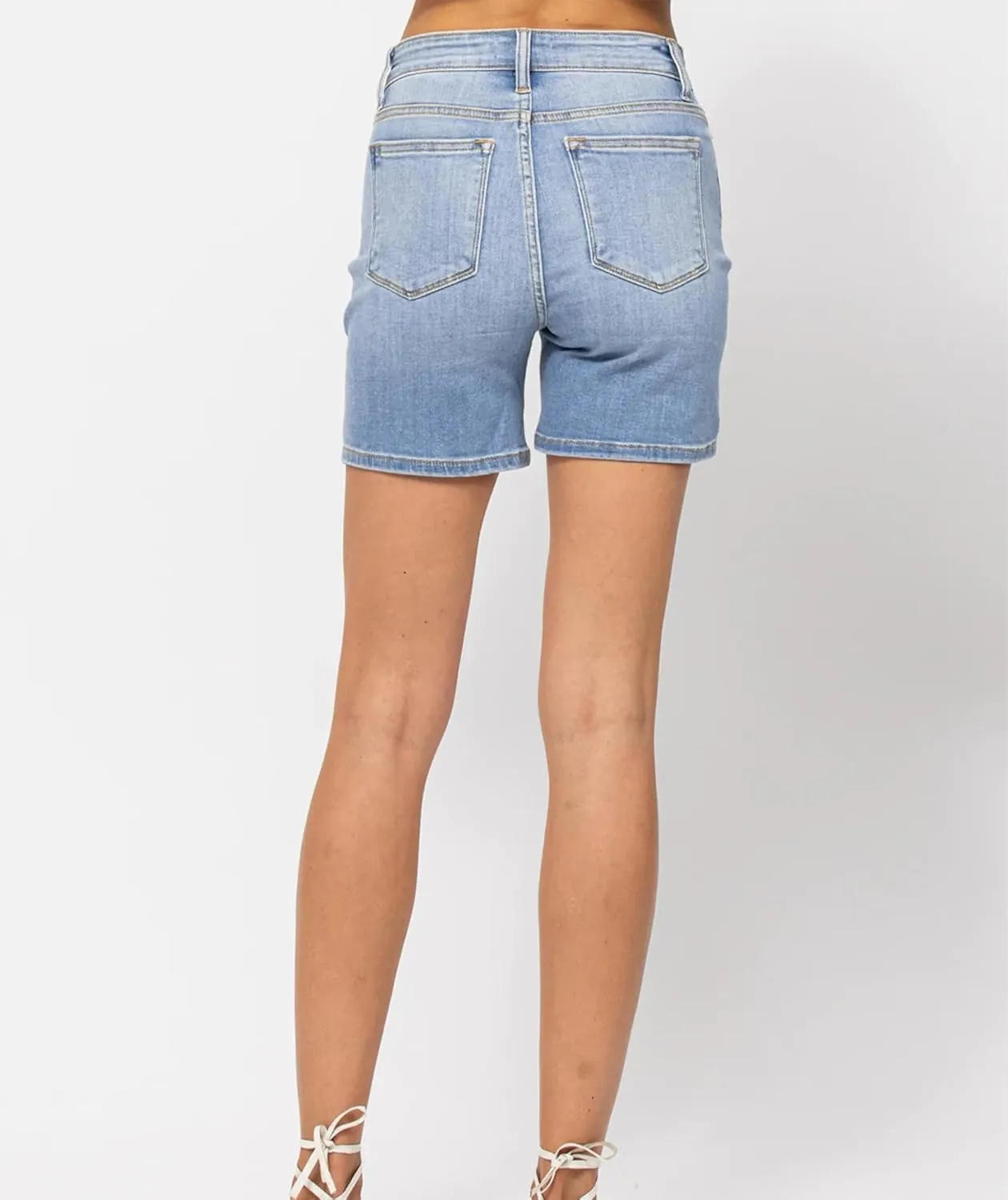 Pantete Women's Stretchy Jean Shorts High Waist 7" Inseam Summer Denim Jorts