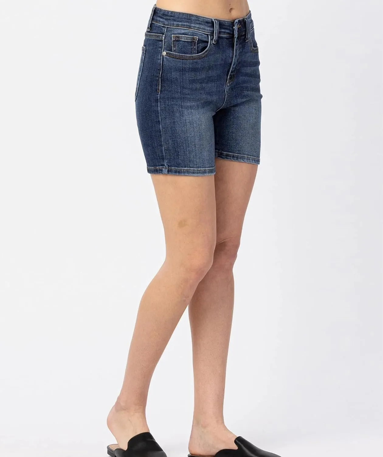 Pantete Women's Stretchy Jean Shorts High Waist 7" Inseam Summer Denim Jorts
